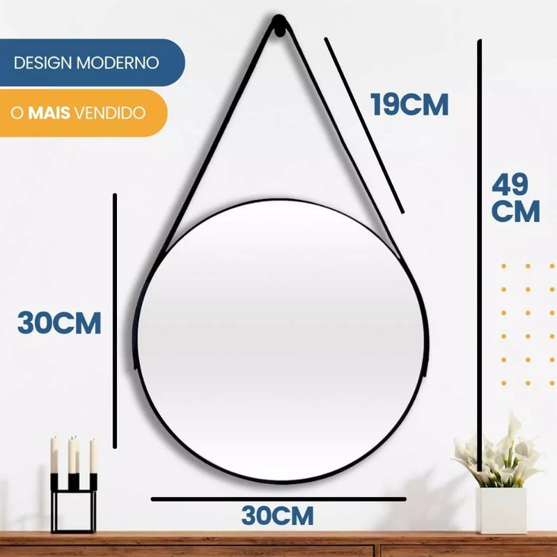 Espelho Redondo Adnet 30cm Com Alça